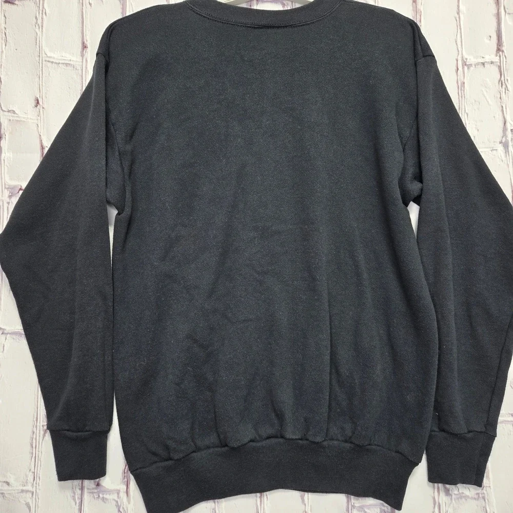 TULTEX Black Crewneck Sweatshirt Long Sleeve Casual Pullover Top Men Women Large